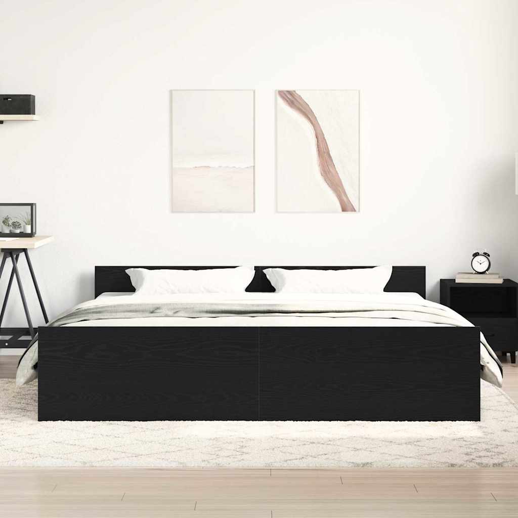 Struttura letto senza materasso in rovere nero 180x200 cm in legno composito