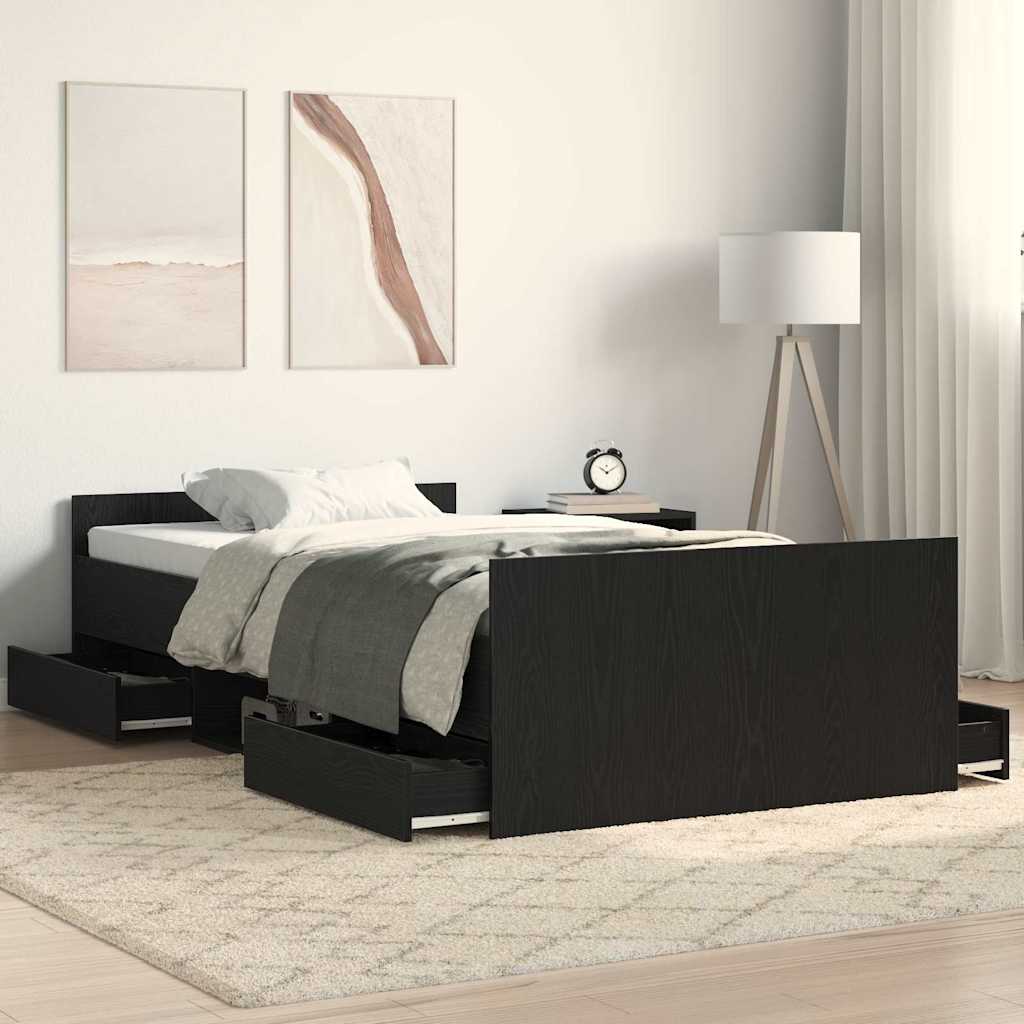 Struttura del letto con cassetto Rovere Nero 203 x 103 x 50 cm | homemem39