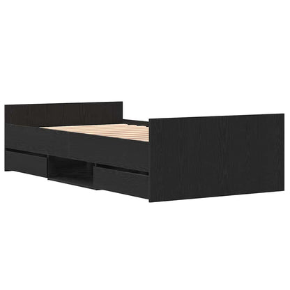Struttura del letto con cassetto Rovere Nero 203 x 103 x 50 cm | homemem39
