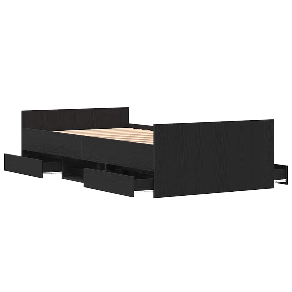 Struttura del letto con cassetto Rovere Nero 203 x 103 x 50 cm | homemem39