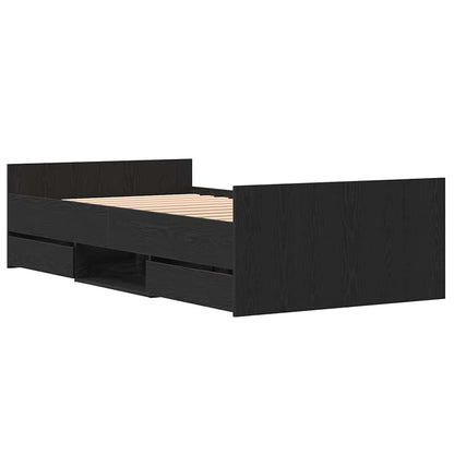 Struttura del letto con cassetto Rovere Nero 203 x 103 x 50 cm | homemem39