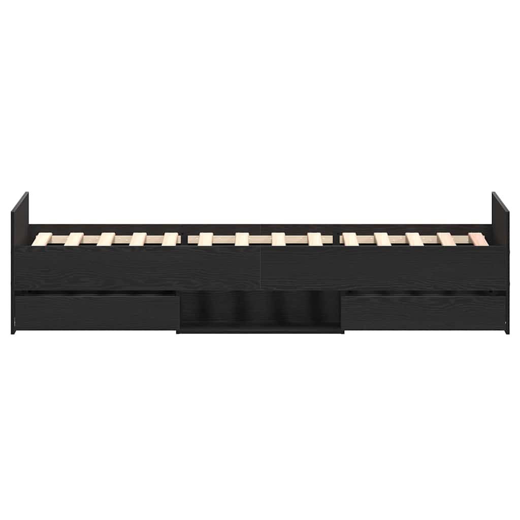 Struttura del letto con cassetto Rovere Nero 203 x 93 x 50 cm | homemem39
