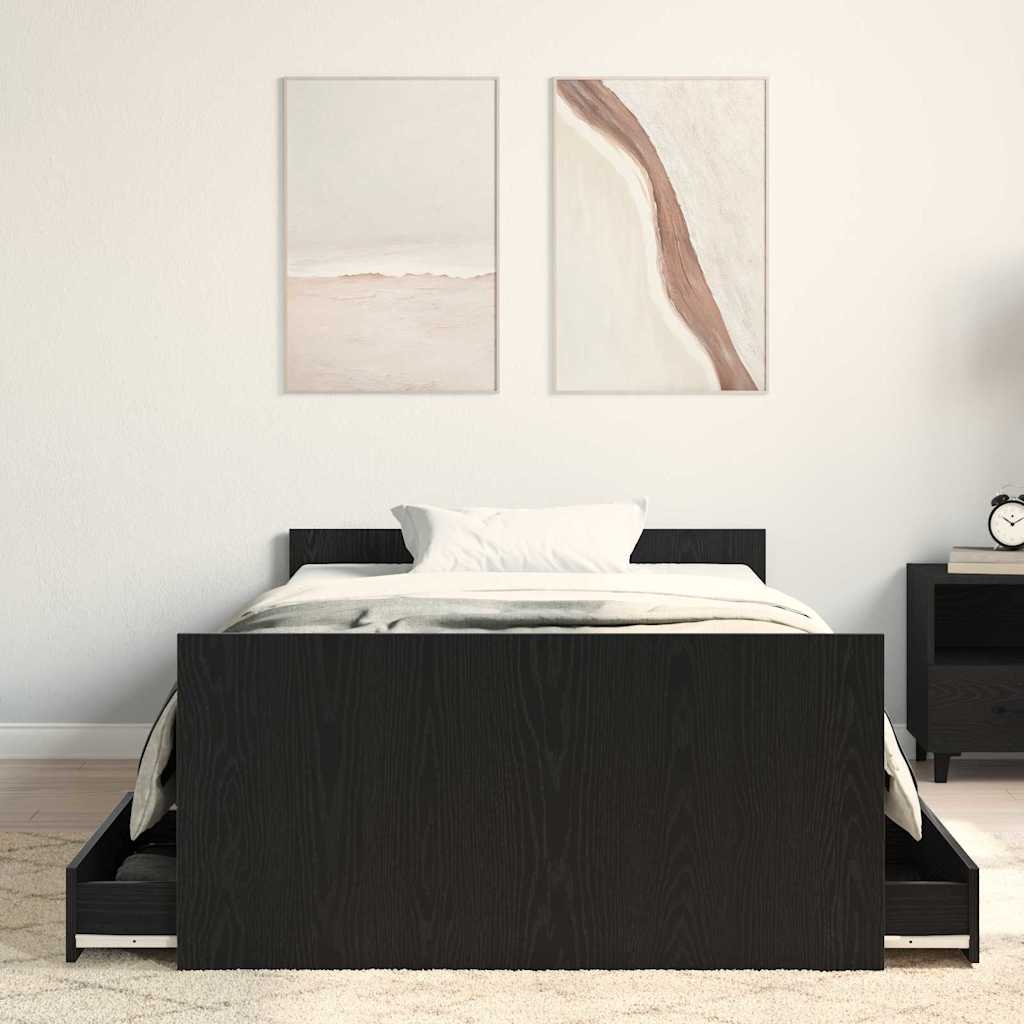 Struttura del letto con cassetto Rovere Nero 193 x 93 x 50 cm | homemem39