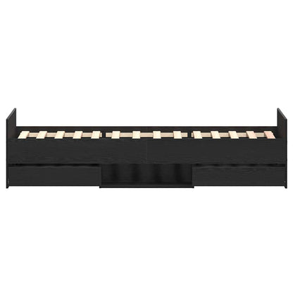 Struttura del letto con cassetto Rovere Nero 193 x 93 x 50 cm | homemem39
