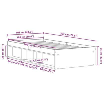 Giroletto senza Materasso Rovere Nero 100x200 cm in Truciolato - homemem39