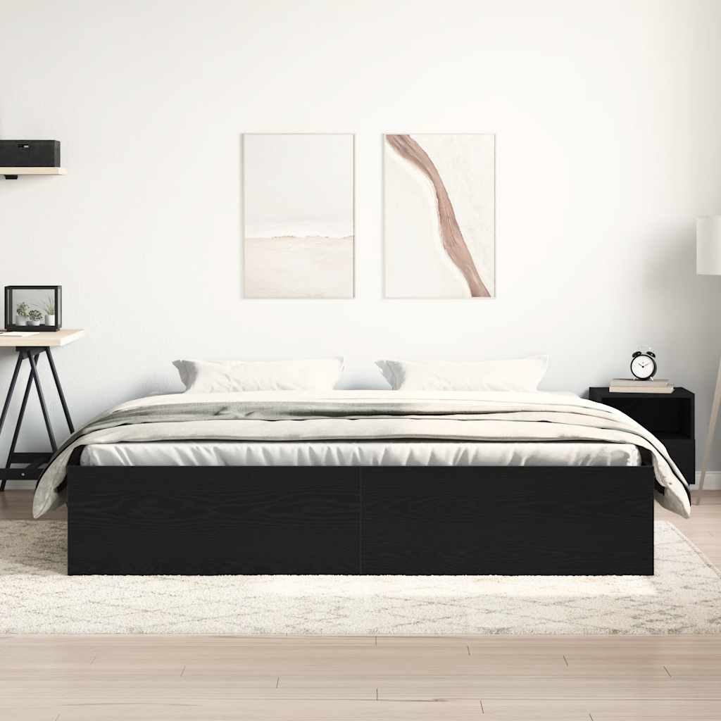 Giroletto senza Materasso Rovere Nero 200x200 cm Truciolato | homemem39
