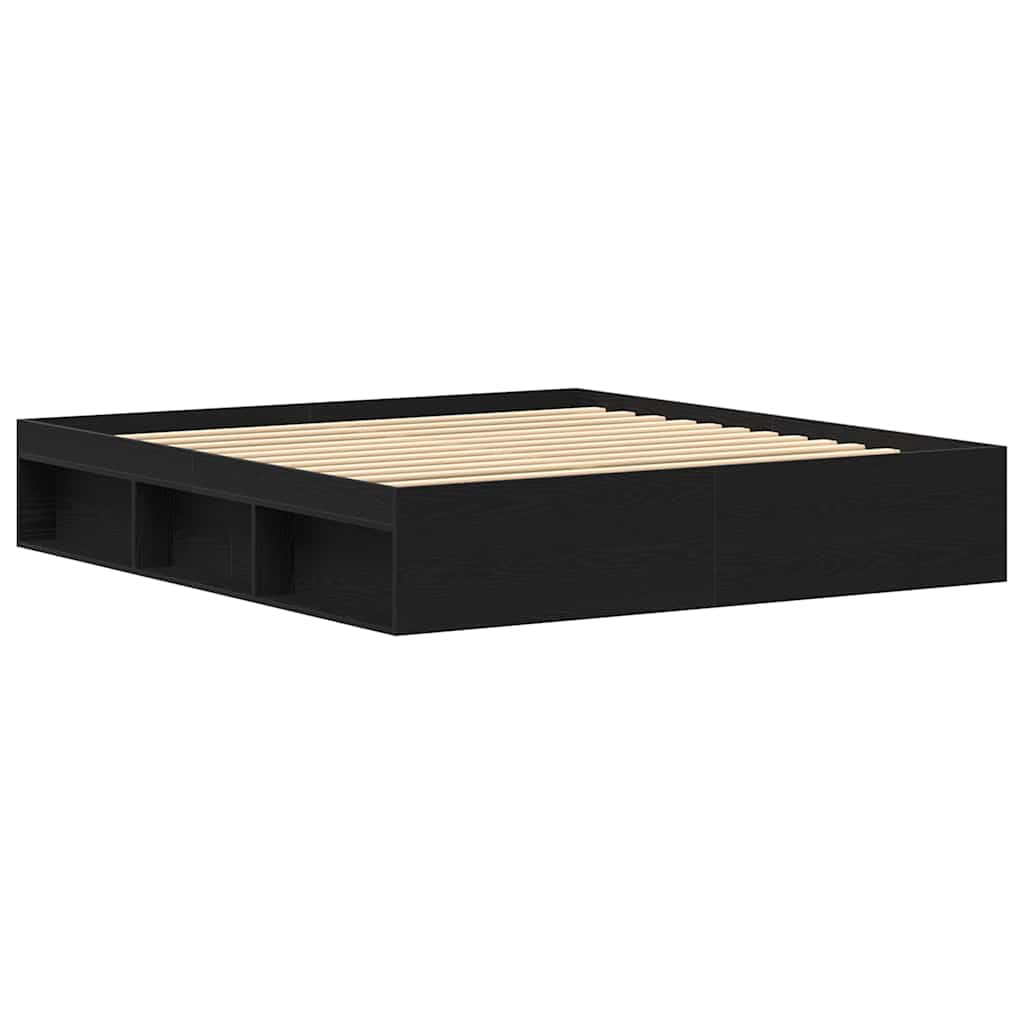Giroletto senza Materasso Rovere Nero 200x200 cm Truciolato | homemem39