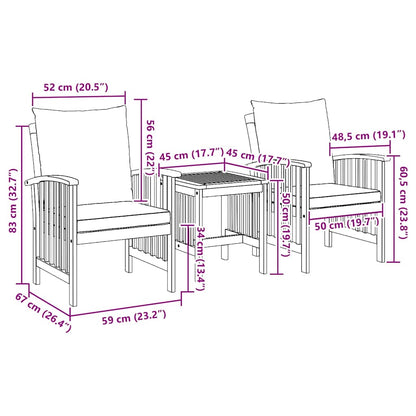 Set Divano da Giardino con cuscino 3 pcs Olio Naturale | homemem39