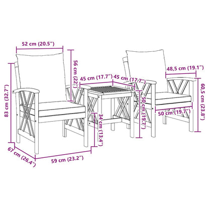 Set Divano da Giardino con cuscino 3 pcs Olio Naturale | homemem39