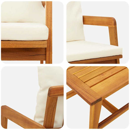 Set bistrot con cuscino 3 pcs Marrone Legno di Acacia Massello