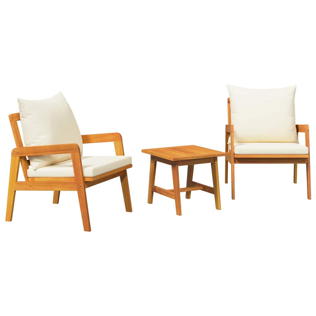 Set bistrot con cuscino 3 pcs Marrone Legno di Acacia Massello