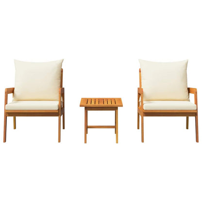 Set bistrot con cuscino 3 pcs Marrone Legno di Acacia Massello