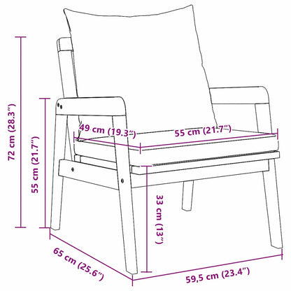 Sedia da Giardino 2 Pezzo Olio Naturale 65 x 59,5 x 72 cm