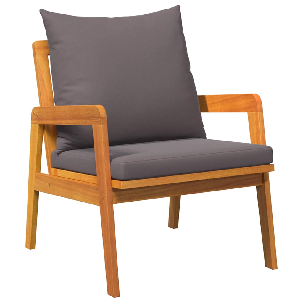 Set bistrot con cuscino 3 pcs Marrone Legno di Acacia Massello