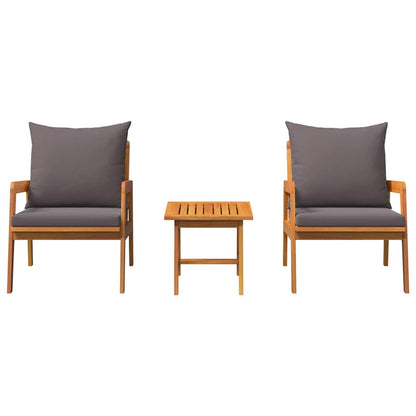 Set bistrot con cuscino 3 pcs Marrone Legno di Acacia Massello