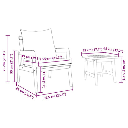 Set bistrot con cuscino 3 pcs Marrone Legno di Acacia Massello | homemem39
