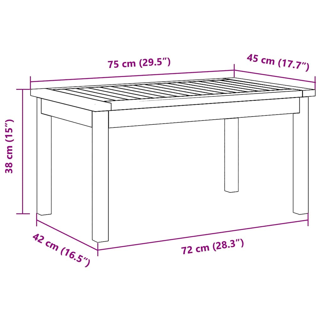 Tavolino da salotto Olio Naturale Legno di Acacia Massello