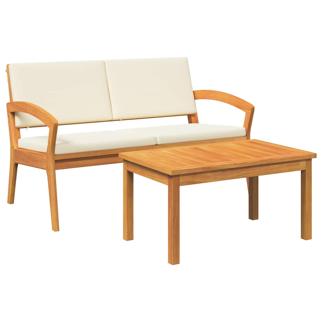 Set bistrot con cuscino 2 pcs Marrone Legno massello di acacia - homemem39