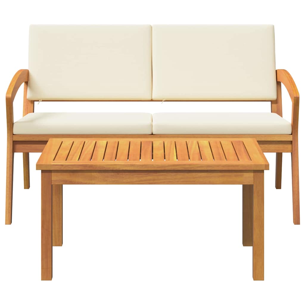 Set bistrot con cuscino 2 pcs Marrone Legno massello di acacia - homemem39