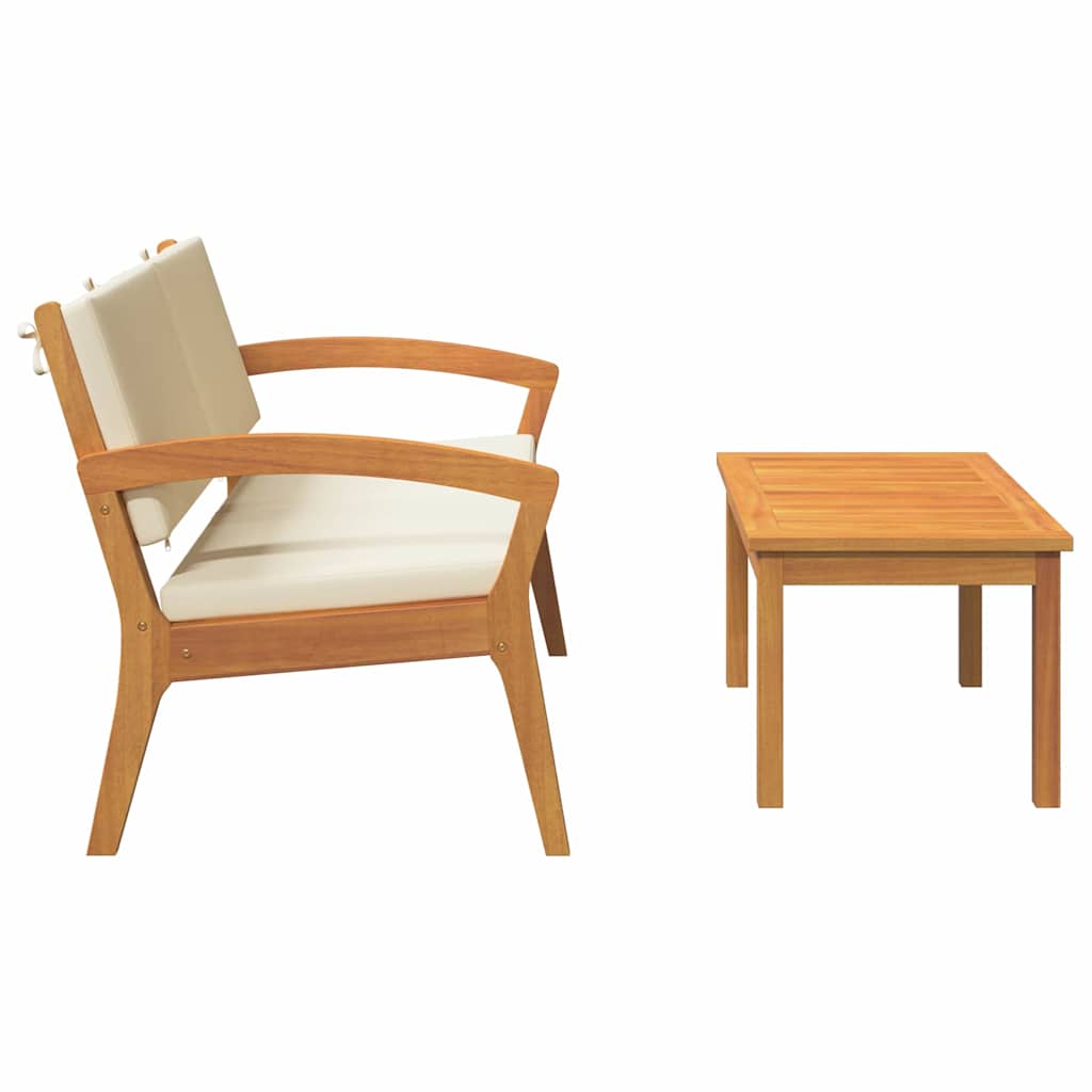 Set bistrot con cuscino 2 pcs Marrone Legno massello di acacia - homemem39