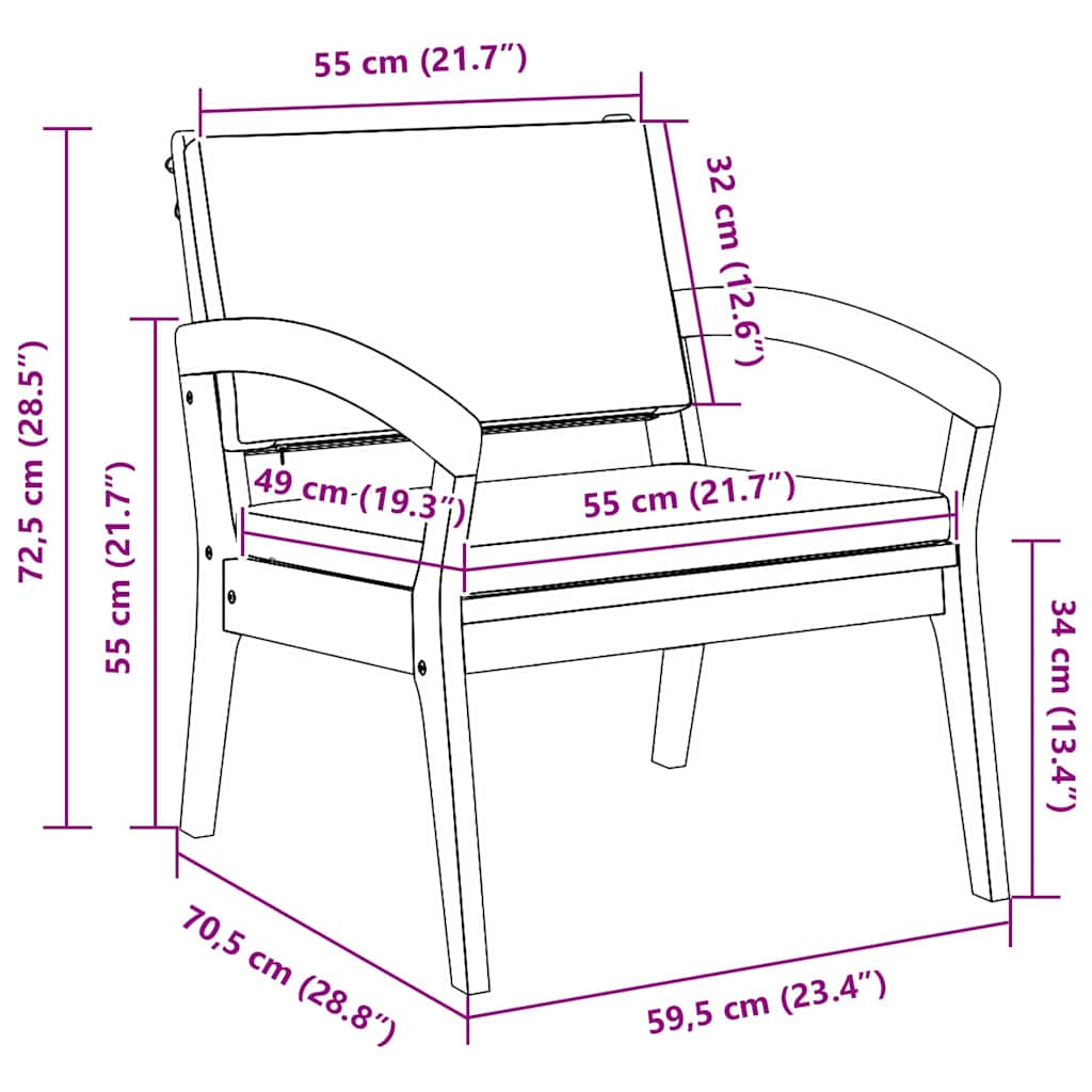 Sedia da Giardino 2 pcs Marrone Legno massello di acacia - homemem39