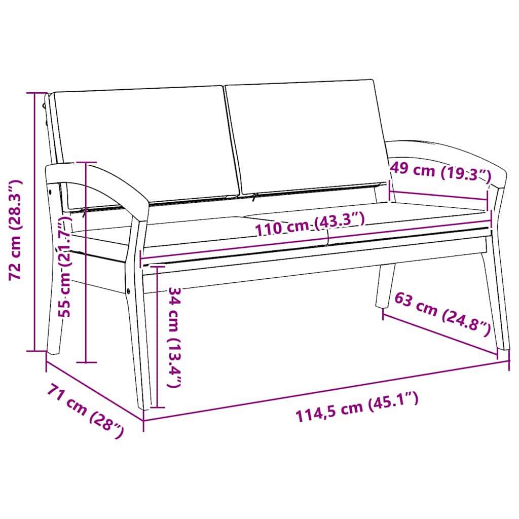 Panchina da giardino Marrone Legno massello di acacia - homemem39