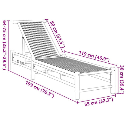 Lettino Prendisole 55x199x30 cm in Bambù - homemem39