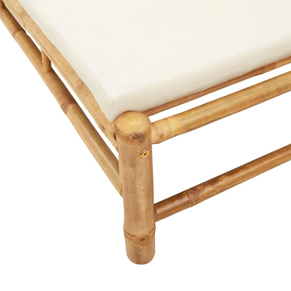 Lettino Prendisole con Cuscini 55x199x30 cm in Bambù - homemem39