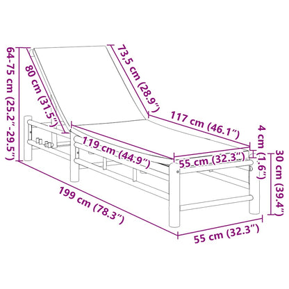 Lettino Prendisole con Cuscini 55x199x30 cm in Bambù - homemem39