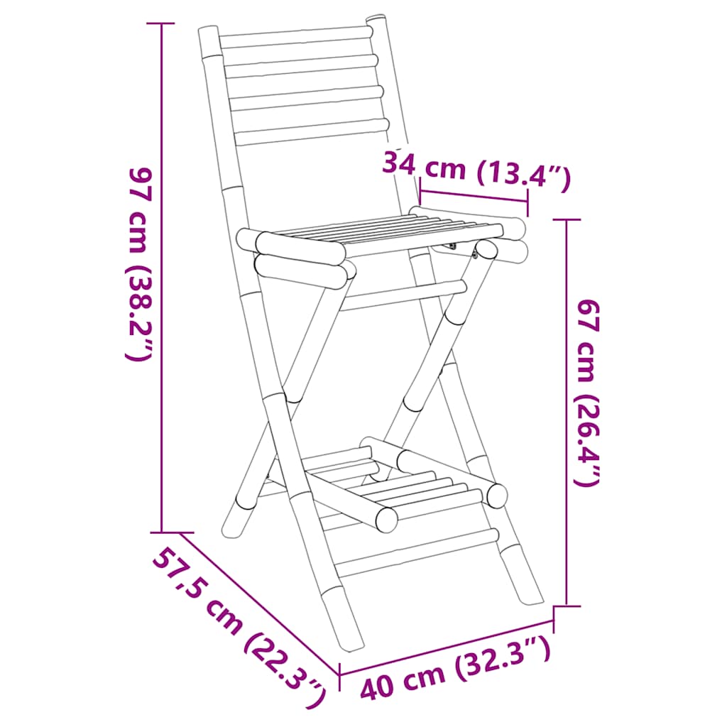 Sgabelli da Tavolo da Esterno con Poggiapiedi 2 pz in Bambù - homemem39