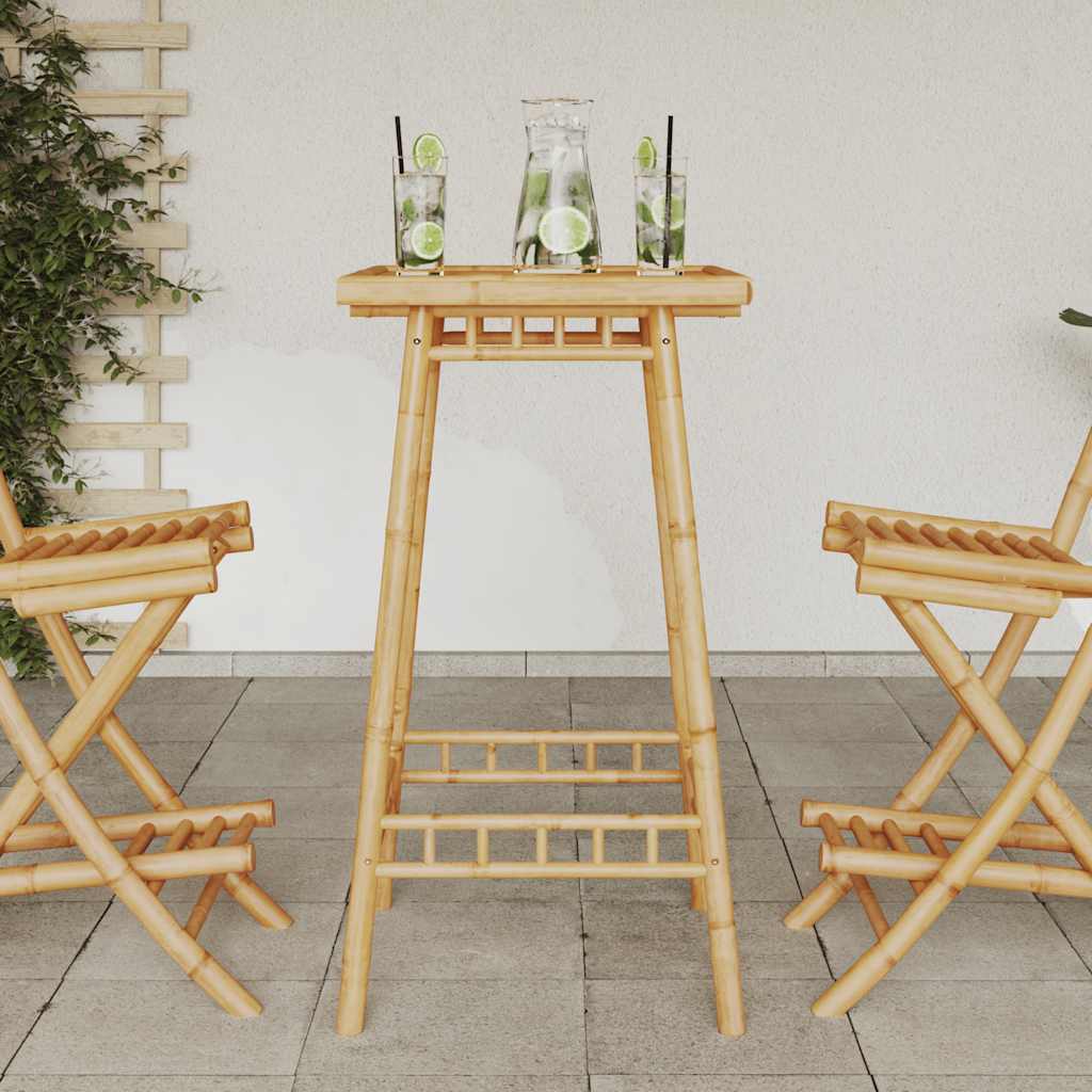 Tavolo da Bar da Esterno Quadrato 55x55x100 cm in Bambù