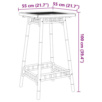 Tavolo da Bar da Esterno Quadrato 55x55x100 cm in Bambù