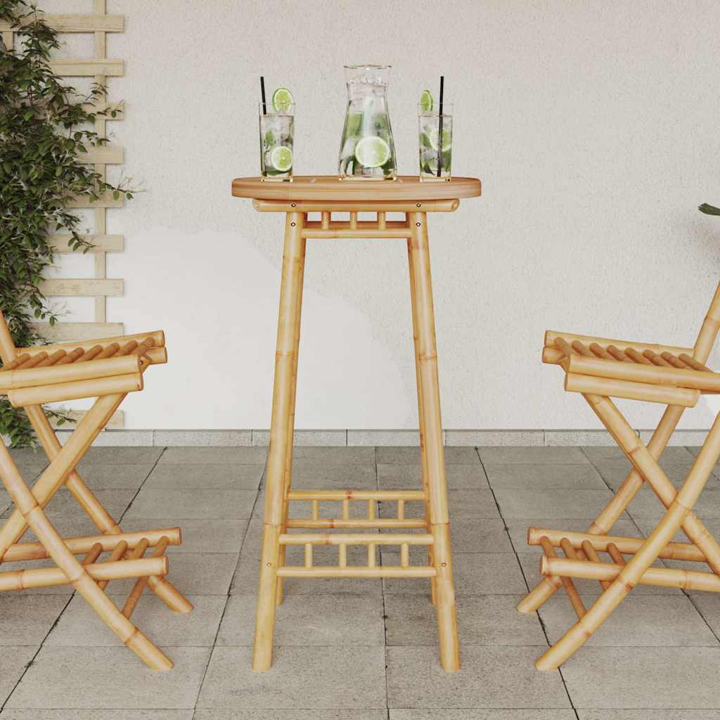 Tavolo da Bar da Esterno Rotondo Ø55x100 cm in Bambù | homemem39