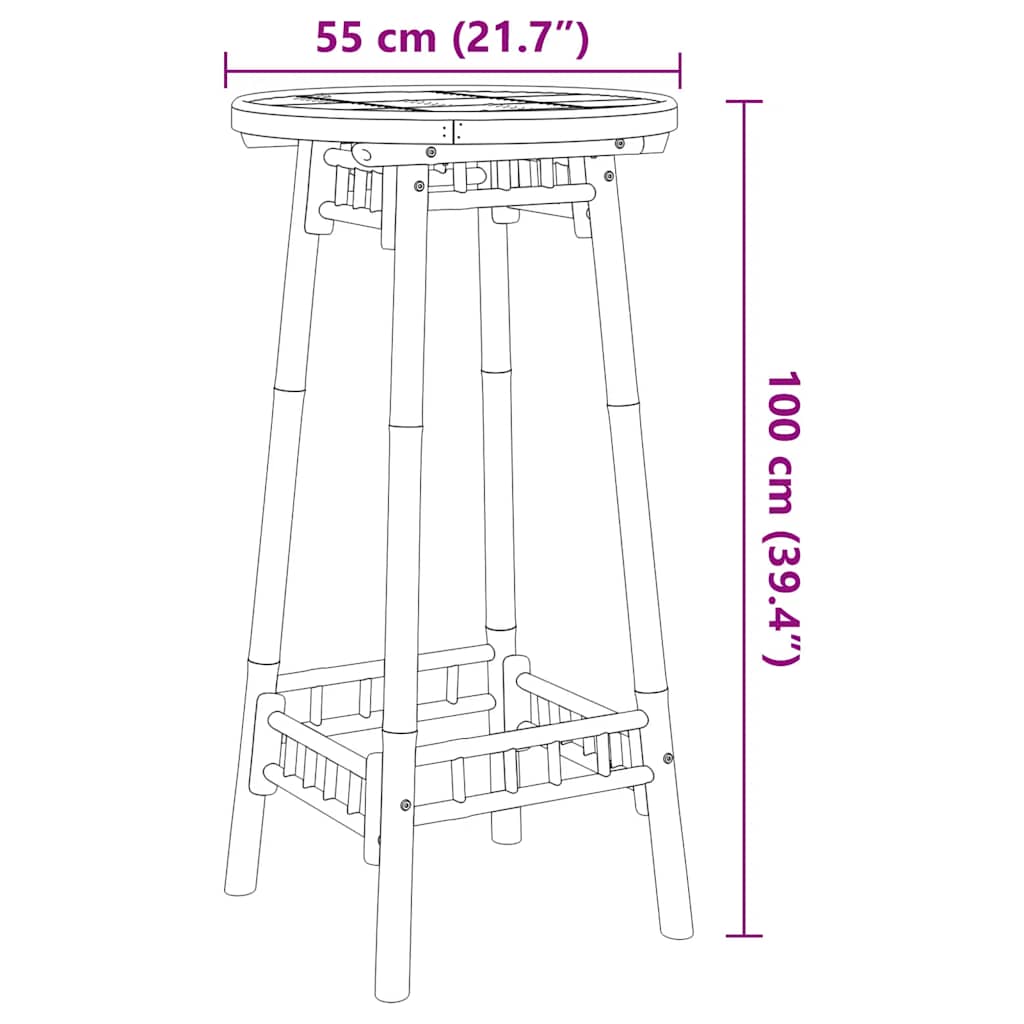 Tavolo da Bar da Esterno Rotondo Ø55x100 cm in Bambù - homemem39