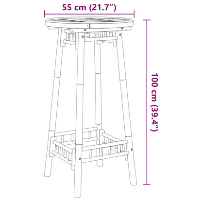 Tavolo da Bar da Esterno Rotondo Ø55x100 cm in Bambù - homemem39