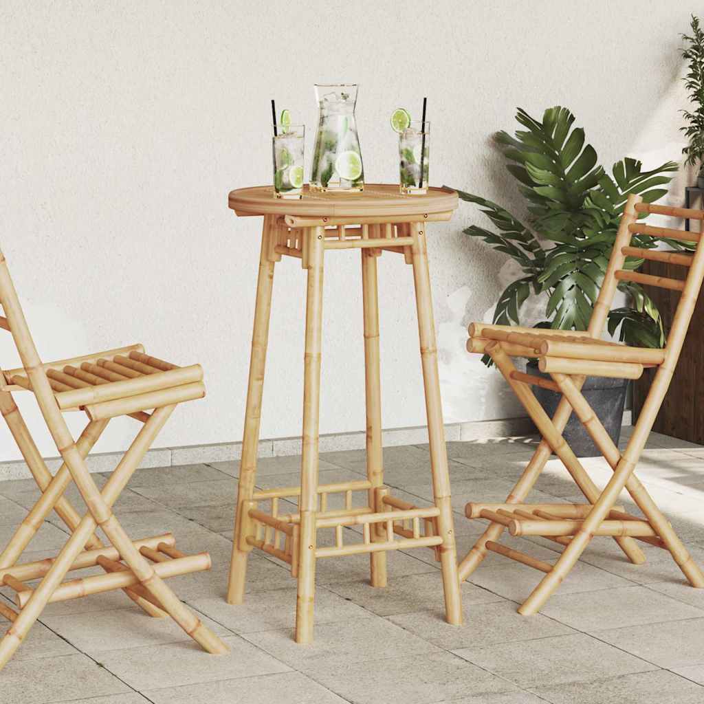 Tavolo da Bar da Esterno Rotondo Ø55x100 cm in Bambù | homemem39