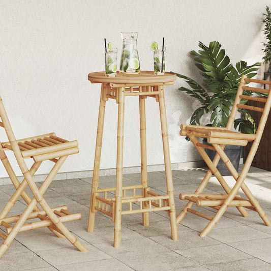 Tavolo da Bar da Esterno Rotondo Ø55x100 cm in Bambù | homemem39