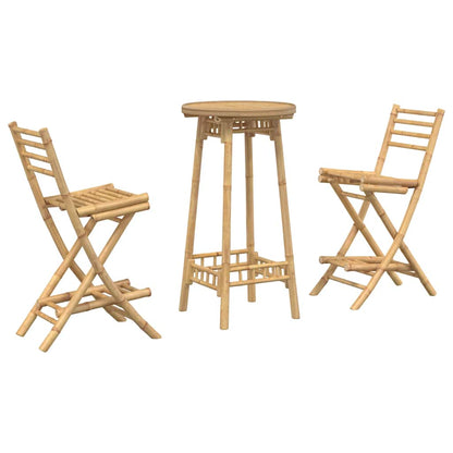 Set Bar da Esterno 3 pz Pieghevole in Bambù