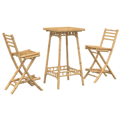 Set Bar da Esterno 3 pz Pieghevole in Bambù