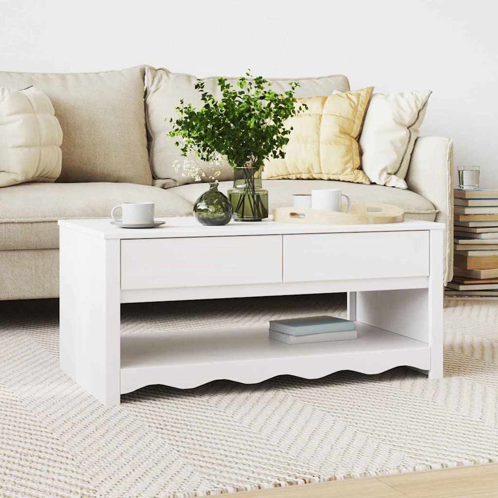Tavolino da salotto con cassetto Drammen Bianco 99 x 55 x 45 cm | homemem39