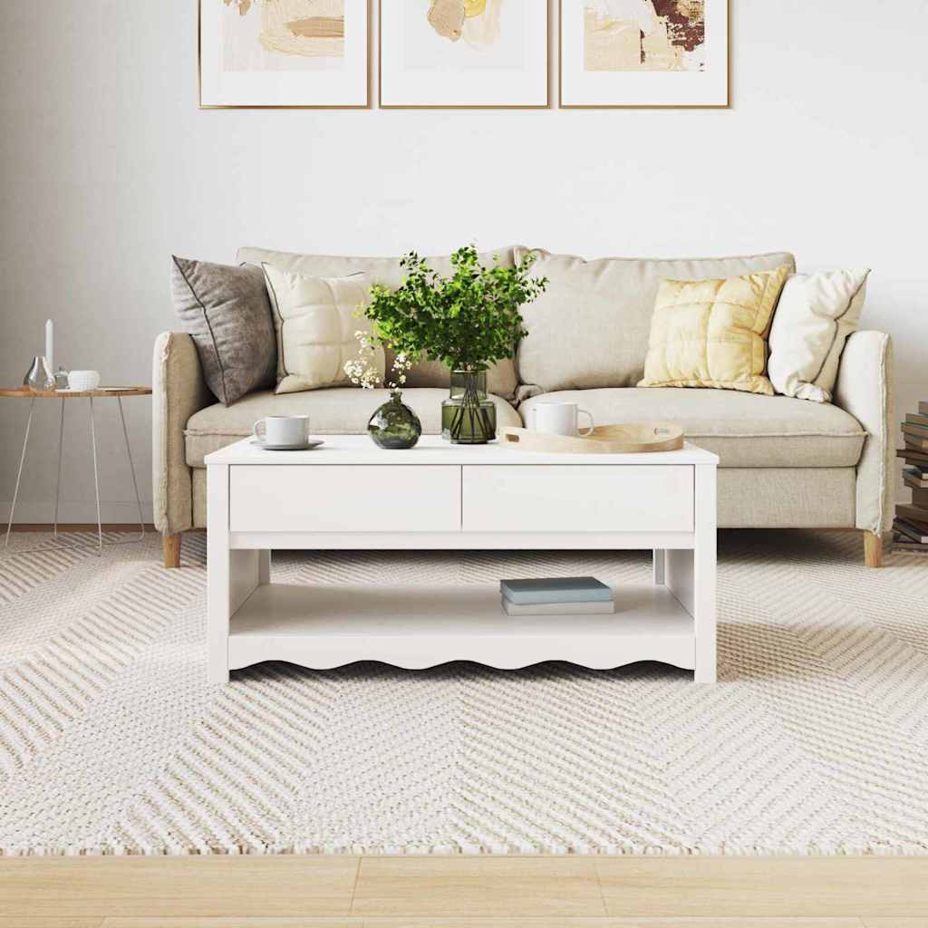 Tavolino da salotto con cassetto Drammen Bianco 99 x 55 x 45 cm | homemem39