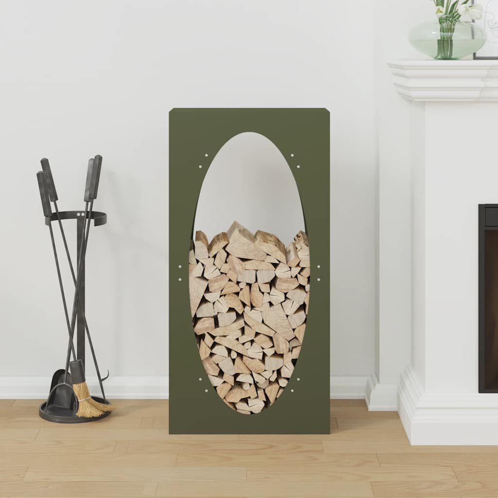 Rastrelliera per Legna da Ardere Verde Oliva 50x23x100 cm - homemem39