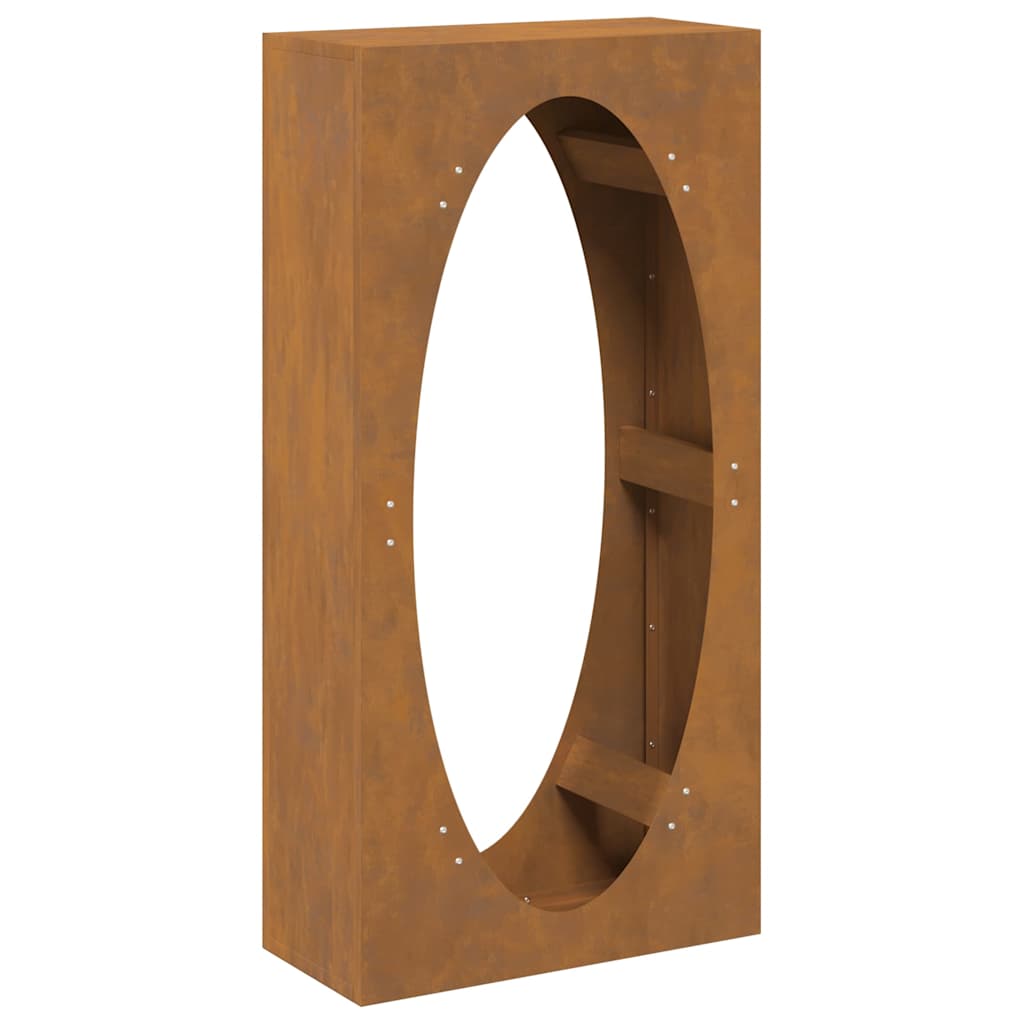 Rastrelliera per Legna da Ardere 50x23x100 cm in Acciaio Corten - homemem39