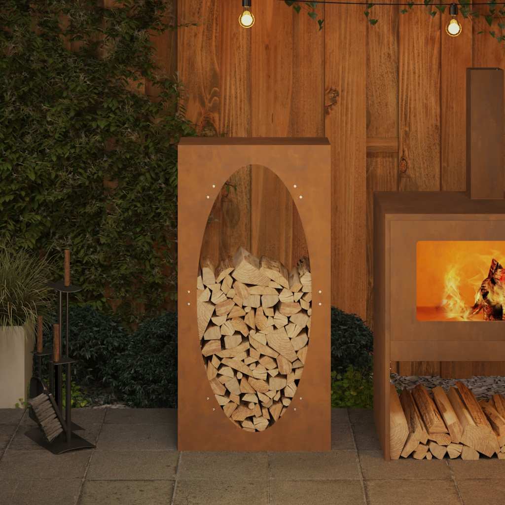 Rastrelliera per Legna da Ardere 50x23x100 cm in Acciaio Corten - homemem39