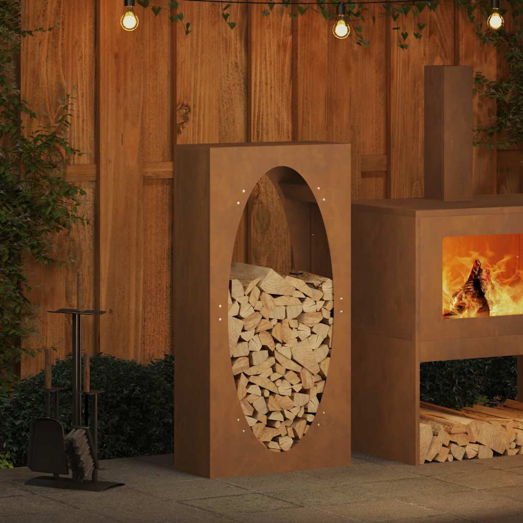 Rastrelliera per Legna da Ardere 50x23x100 cm in Acciaio Corten - homemem39