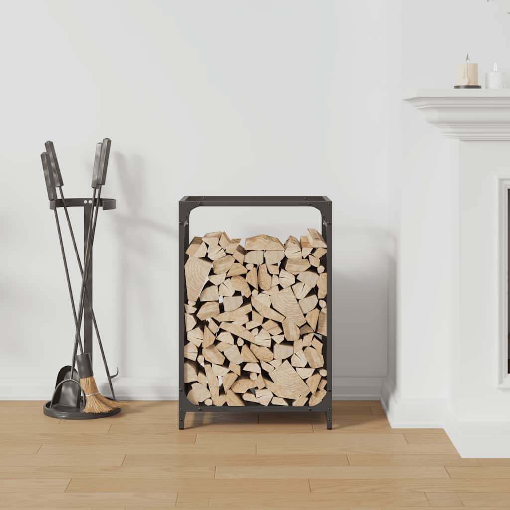 Rastrelliera per Legna da Ardere Nera 44x28x65 cm - homemem39