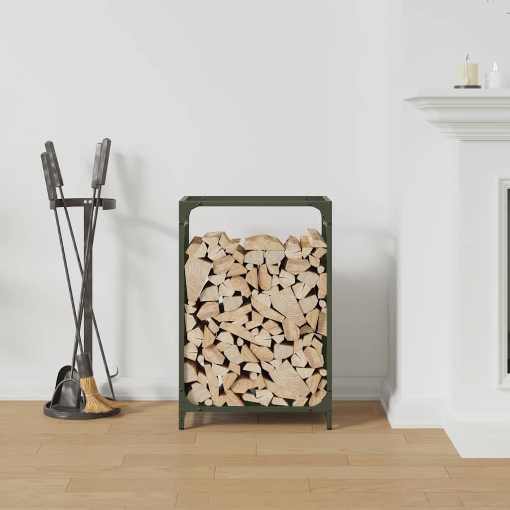 Rastrelliera per Legna da Ardere Verde Oliva 44x28x65 cm - homemem39