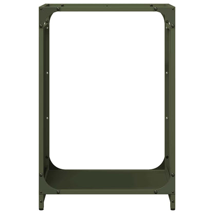 Rastrelliera per Legna da Ardere Verde Oliva 44x28x65 cm - homemem39
