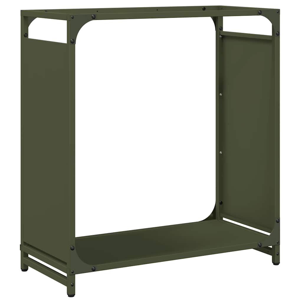 Rastrelliera per Legna da Ardere Verde Oliva 60x28x65 cm - homemem39