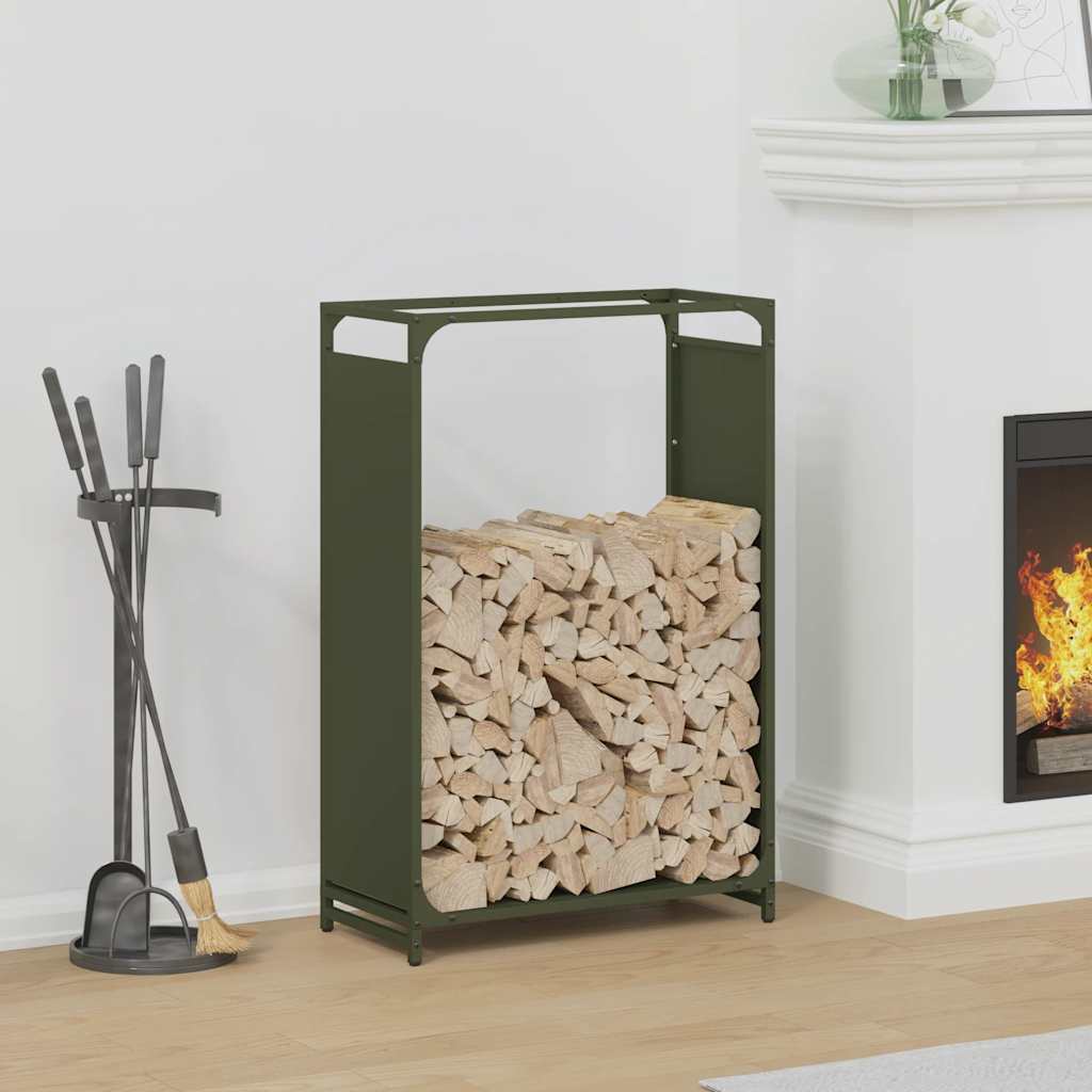 Rastrelliera per Legna da Ardere Verde Oliva 60x28x90 cm - homemem39